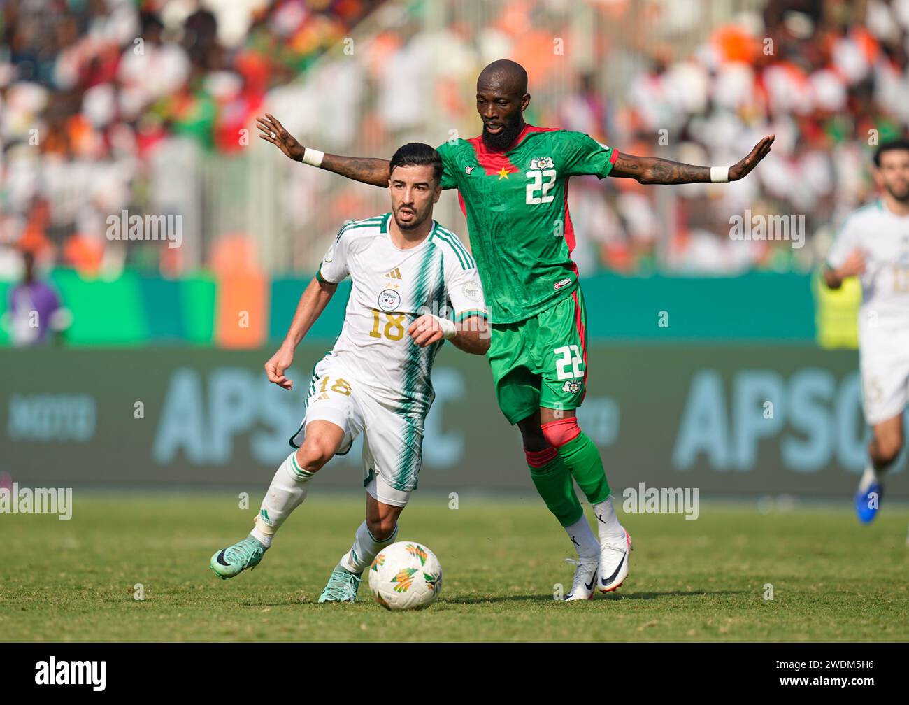 1 20, 2024. LIVE-Bilder vom Spiel der Gruppe C African Cup of Nation 2023 zwischen Algerien und Burkina Faso, Stade de la Paix, Bouake, . Kim Preis/CSM Stockfoto