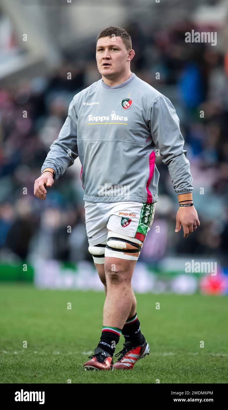 Leicester, England, Großbritannien am 20. Januar 2024. Leicester Jasper Wiese im Investec Champions Cup Pool 4 Runde 4 Spiel zwischen Leicester Tigers und Leinster in der Mattioli Woods Welford Road in Leicester, England, Großbritannien am 20. Januar 2024. Foto von Gary Mitchell Credit: Gary Mitchell, GMP Media/Alamy Live News Stockfoto