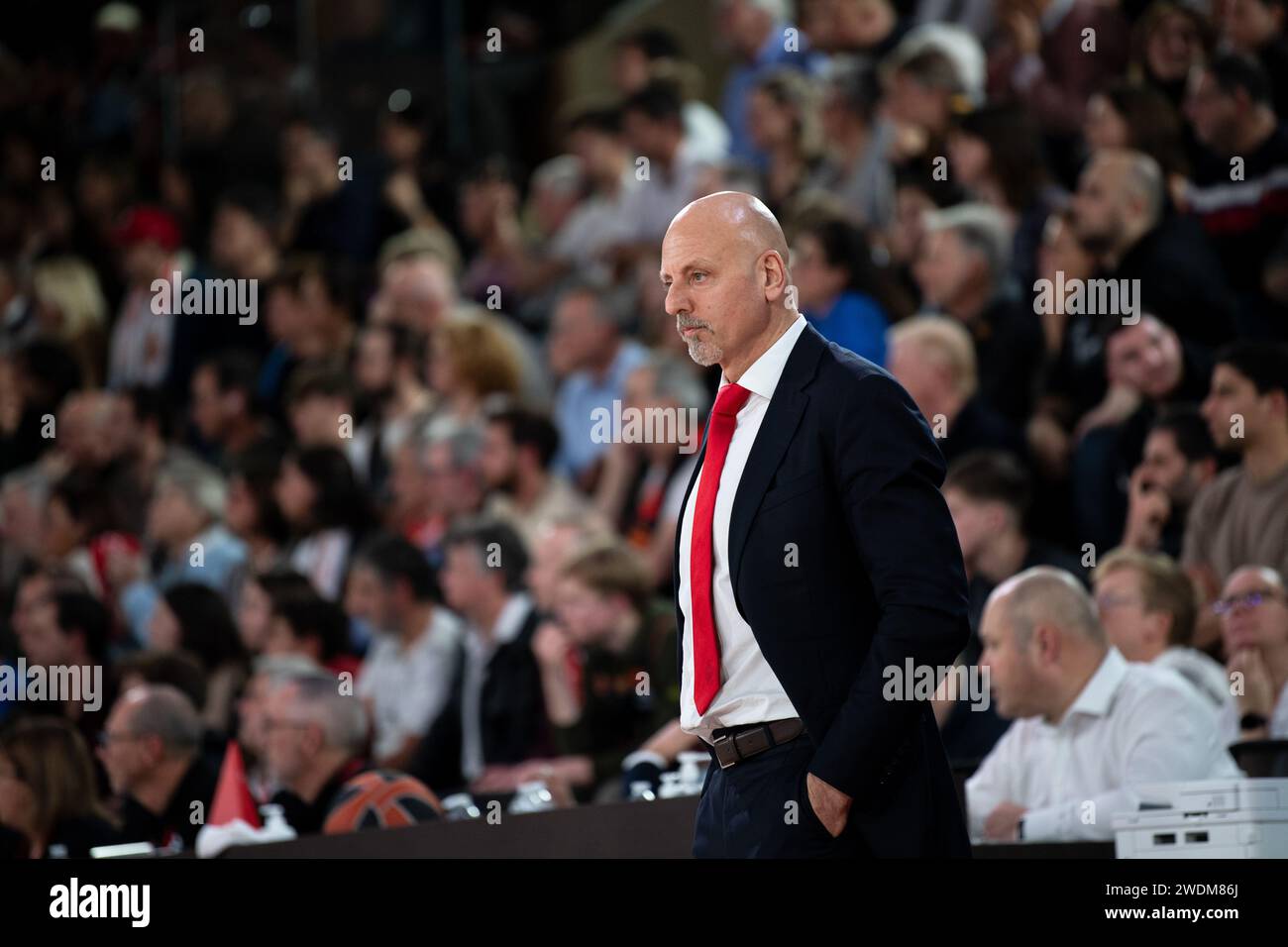 Monaco Trainer Sasa Obradovic wird während des Spiels der Turkish Airlines zwischen AS Monaco und Real Madrid in der Gaston-Medecin-Halle in Monaco gesehen. Endpunktzahl: AS Monaco 90 - 74 Real Madrid. Stockfoto