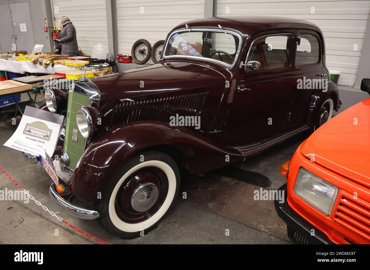 Oldtema Erfurt 20.01.2024, Erfurt, Messe, Oldtema, Oldtimer- und Teilemarkt im Bild: Mercedes 170 VA Baujahr 1950 *** Oldtema Erfurt 20 01 2024, Erfurt, Messe, Oldtema, Oldtimer- und Teilemarkt im Bild Mercedes 170 VA Baujahr 1950 Stockfoto