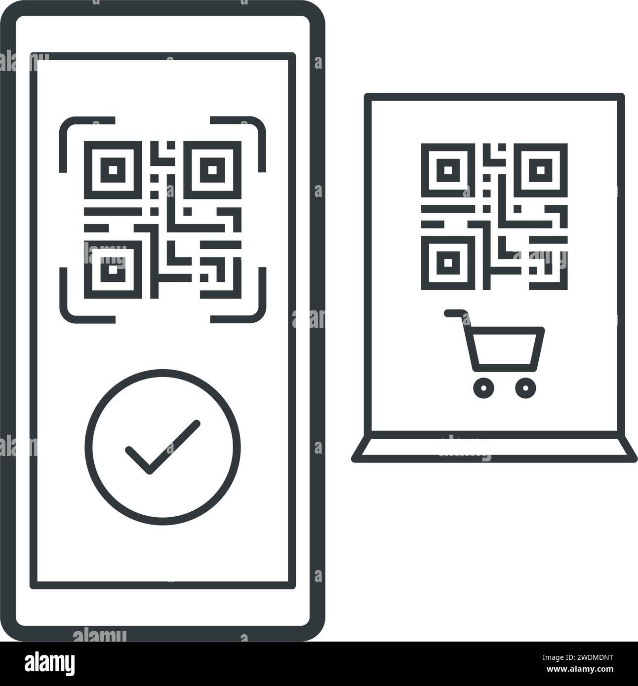 QR-Code-Scan und mobile Zahlung, isoliertes Symbol Stock Vektor