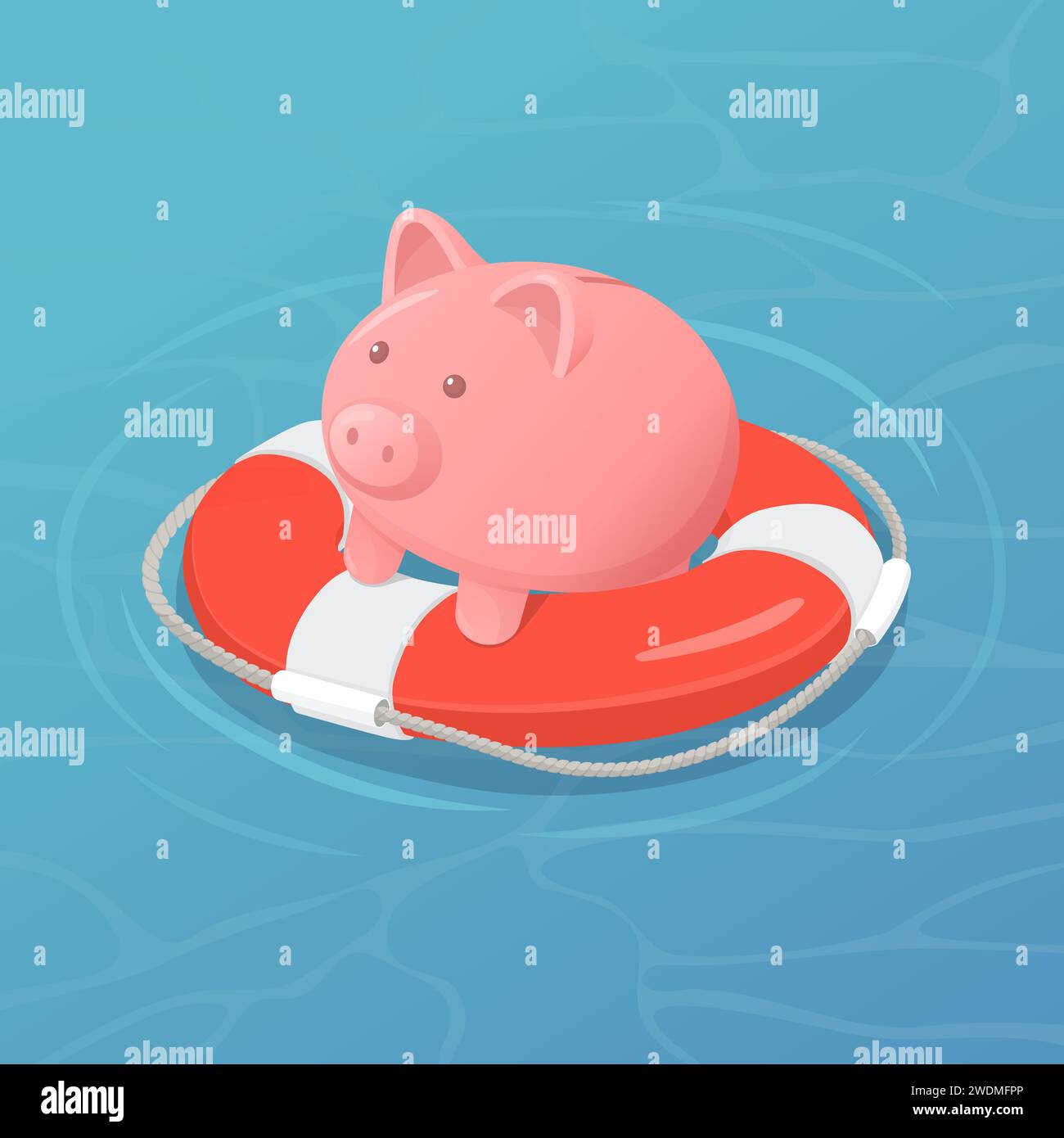 Gerettete Schweinebank auf einem Rettungsschirm: Finanzielle Unterstützung und Versicherung Stock Vektor