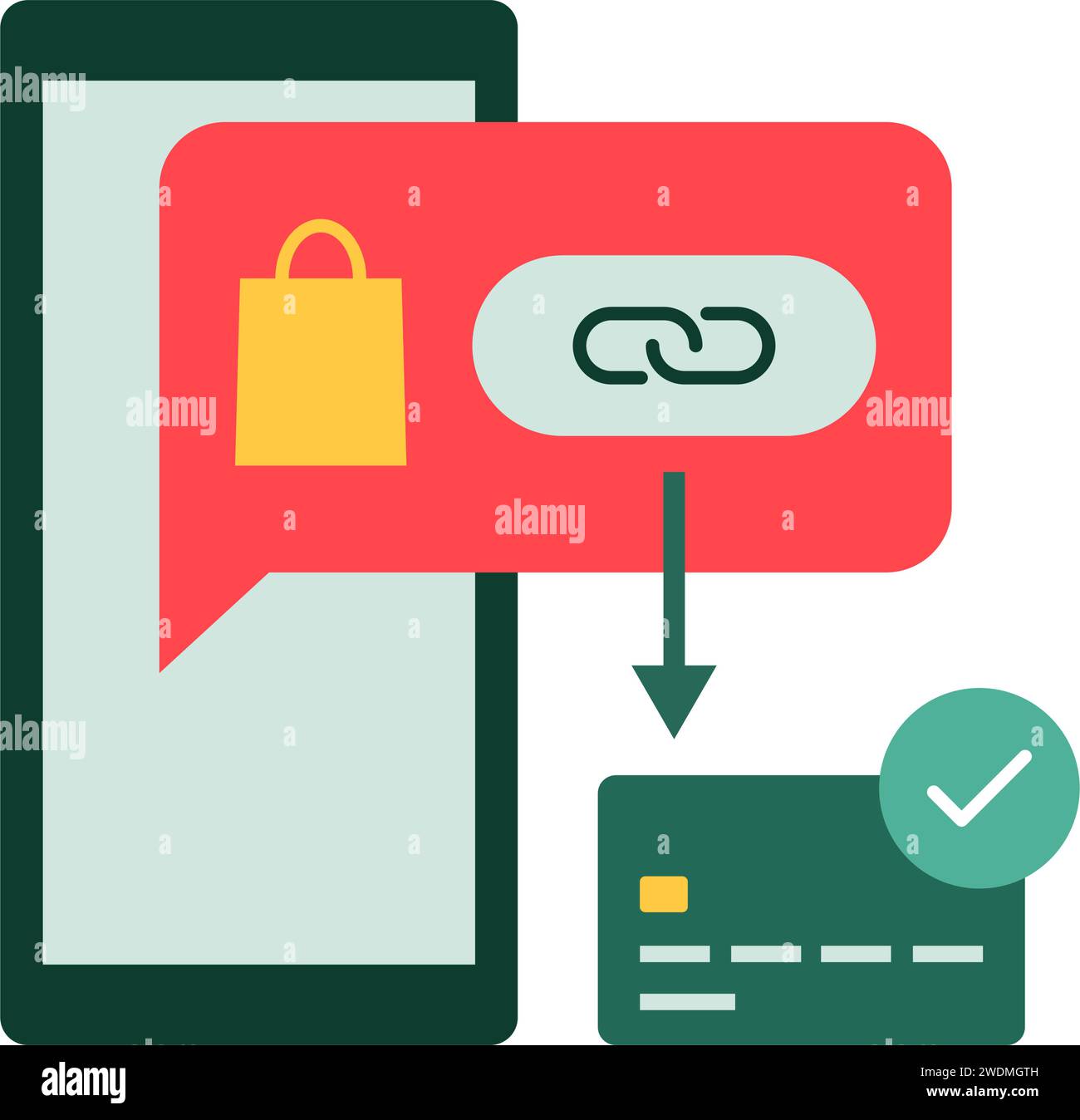 Online-Shopping und Zahlungslink, isoliertes Symbol Stock Vektor