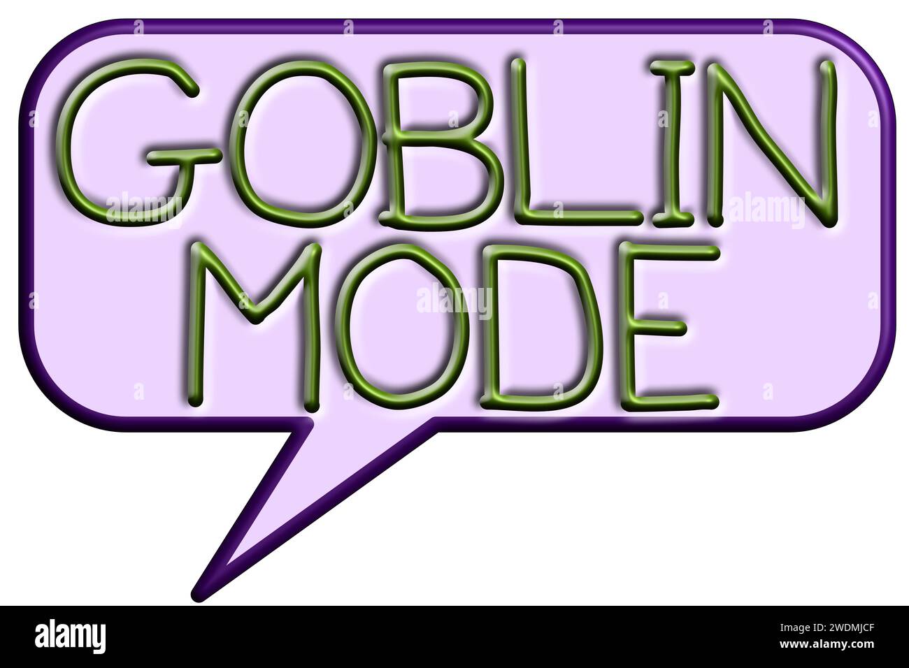Goblin-Modus, Illustrationsphrase, die selbstsüchtiges, faules Verhalten bedeutet Stockfoto