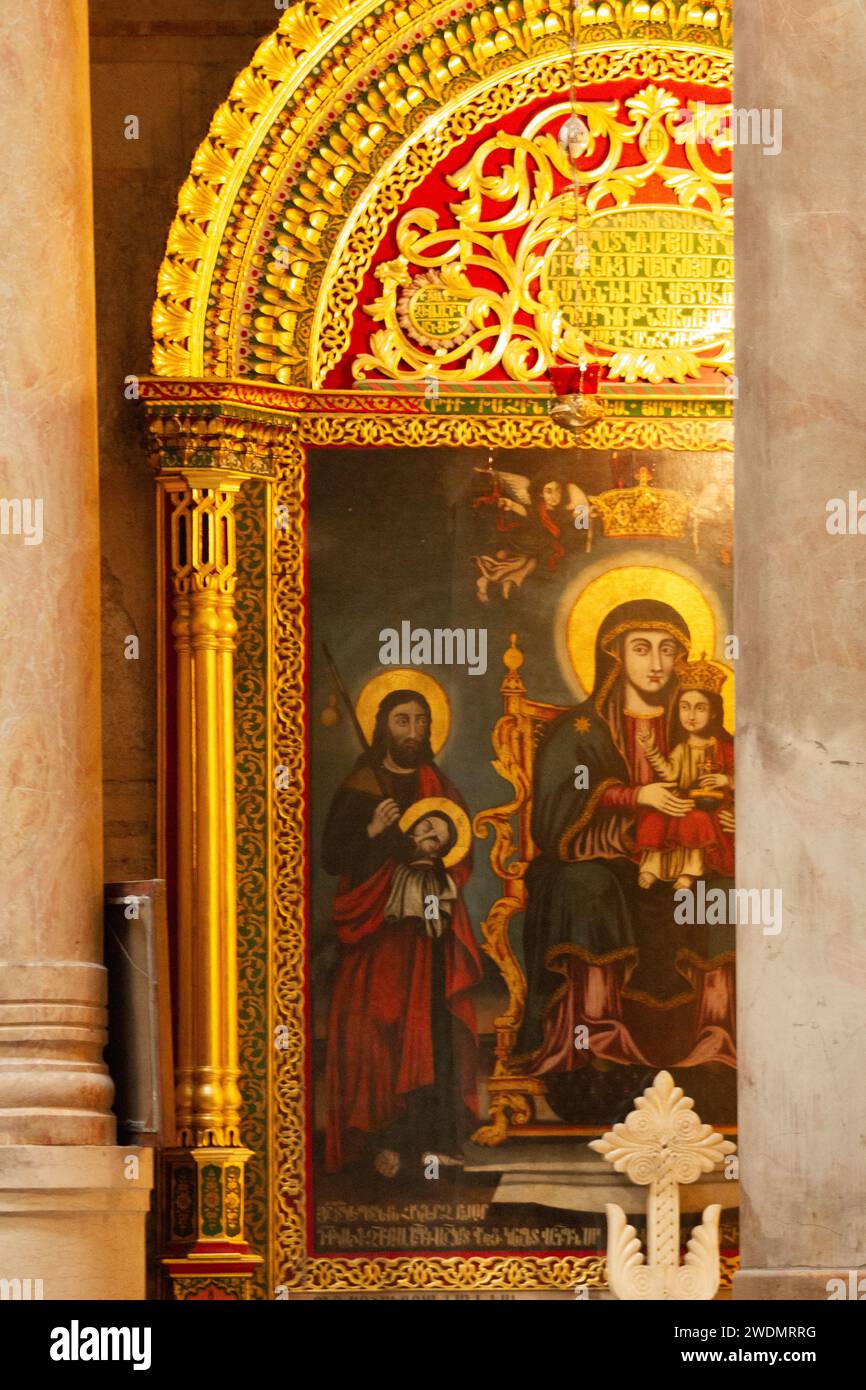Heilige Ikone: Die Aufnahme einer Ikone in der Grabeskirche in Jerusalem Stockfoto