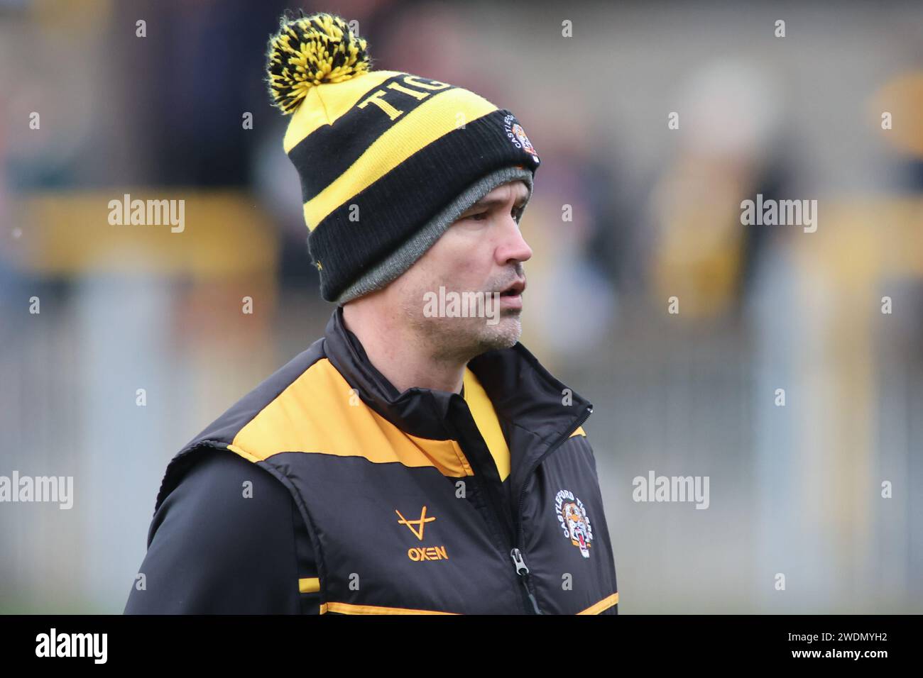 Castleford, Großbritannien. Januar 2024. Wheldon Road, Castleford, West Yorkshire, 21. Januar 2024 2024 Castleford Tigers vs London Broncos Craig Lingard (Head Coach) von Castleford Tigers Credit: Touchlinepics/Alamy Live News Stockfoto