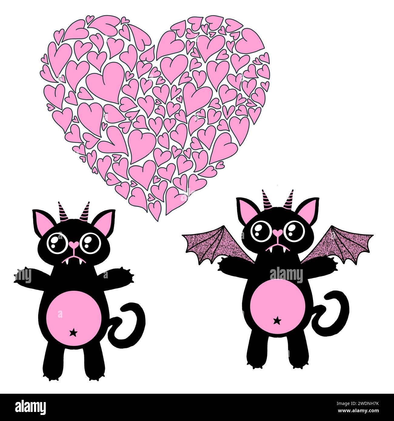 Liebe Monster mit Flügelmuster zum Einpacken von Papier, Stoffen und Bettwäsche sowie Kinderbekleidung und festlichen Verpackungen und Februar-Verpackungen. Hoch q Stockfoto