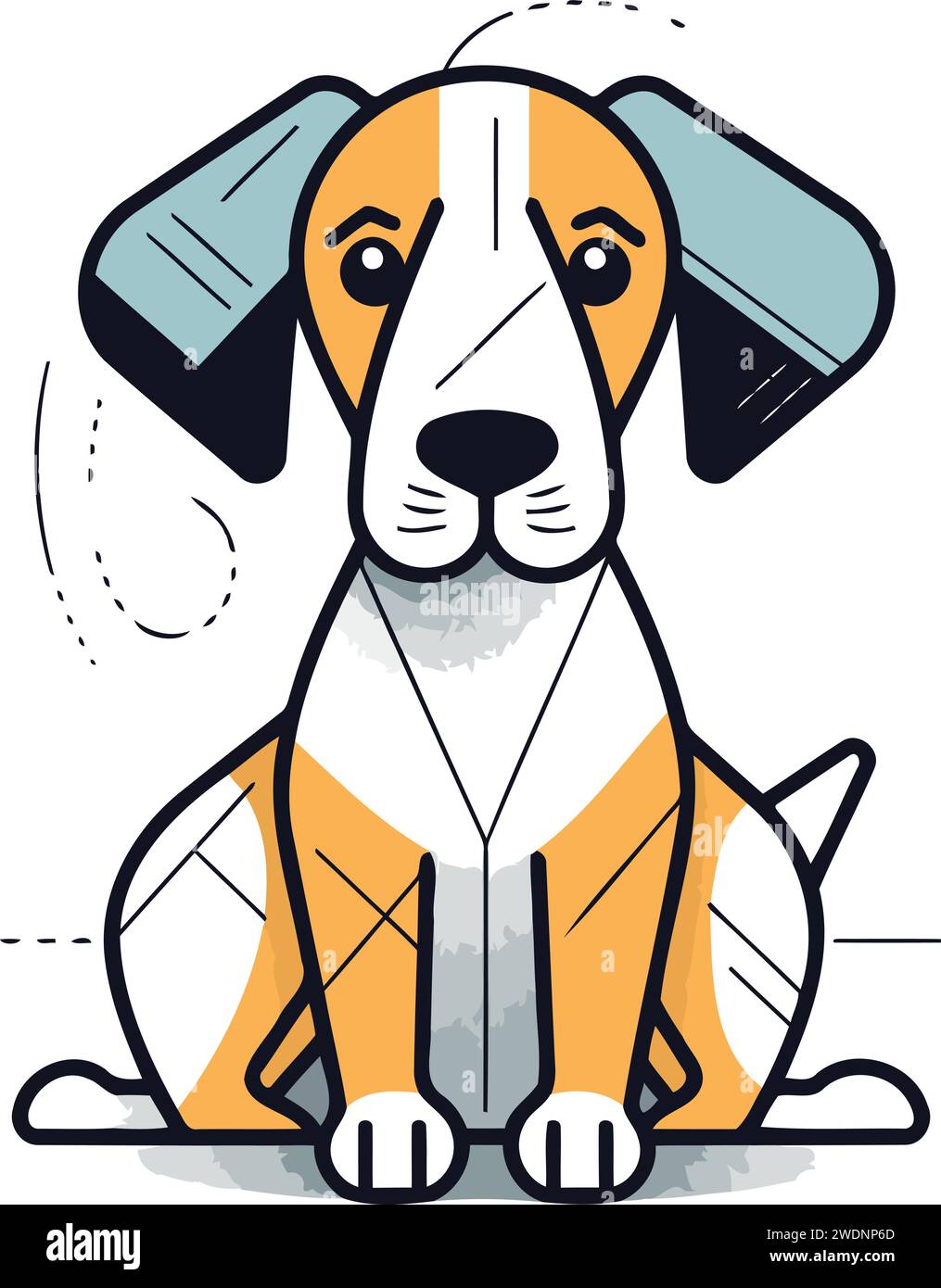 Lustiger Zeichentrickhund. Vektorillustration eines Hundes mit Knochen. Stock Vektor