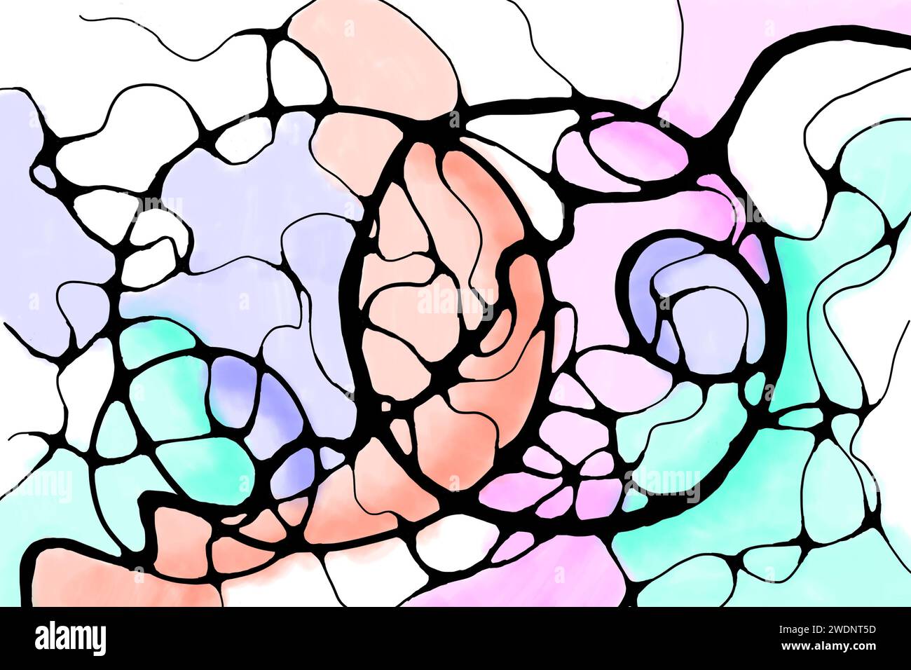Neurographie. Moderne psychologische Therapiemethode mit Zeichnung. Neurographische Zeichnung Nahhintergrund. Stockfoto