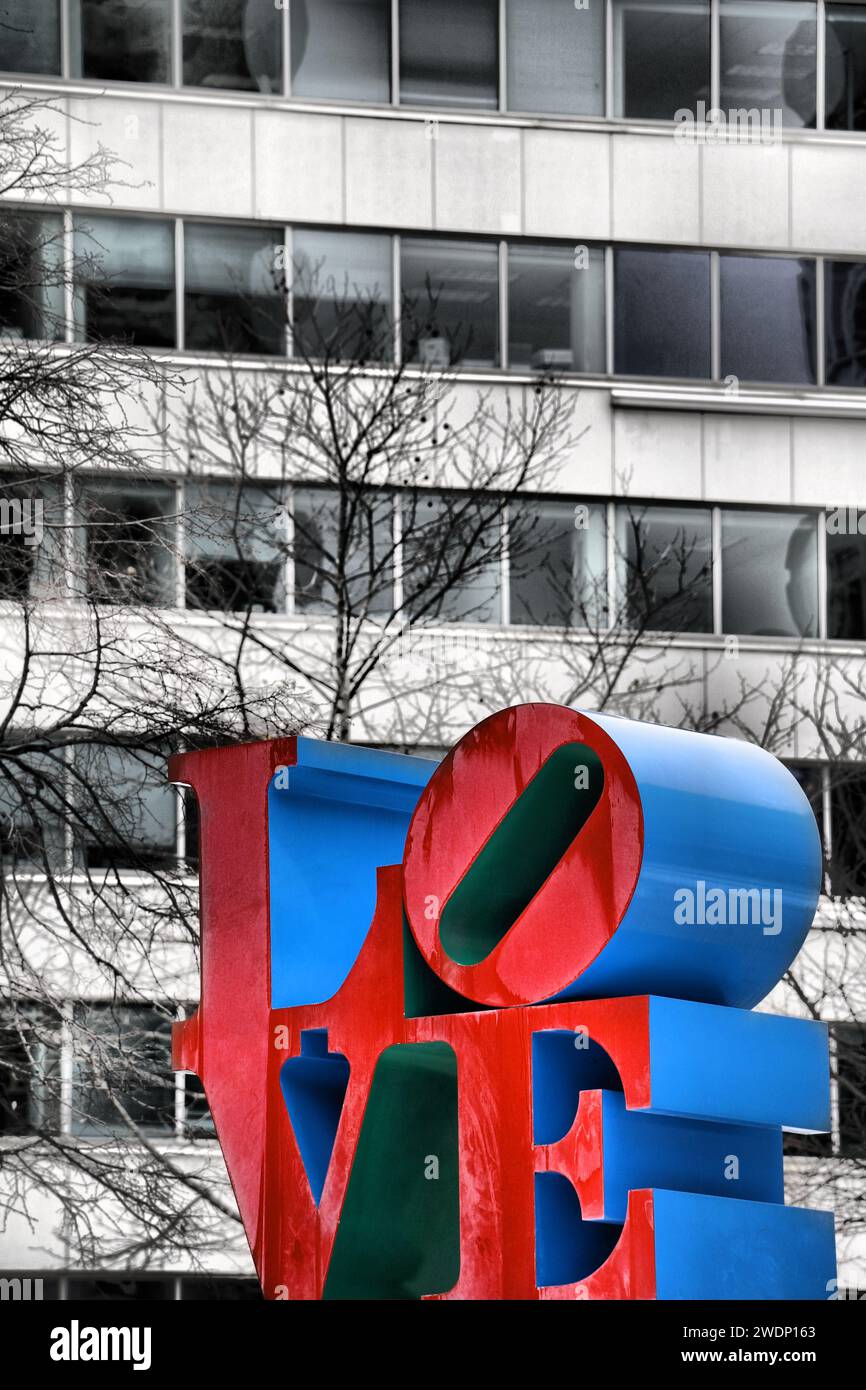 LIEBE aus dem Love Park in Philly, Philadelphia, Pennsylvania Stockfoto