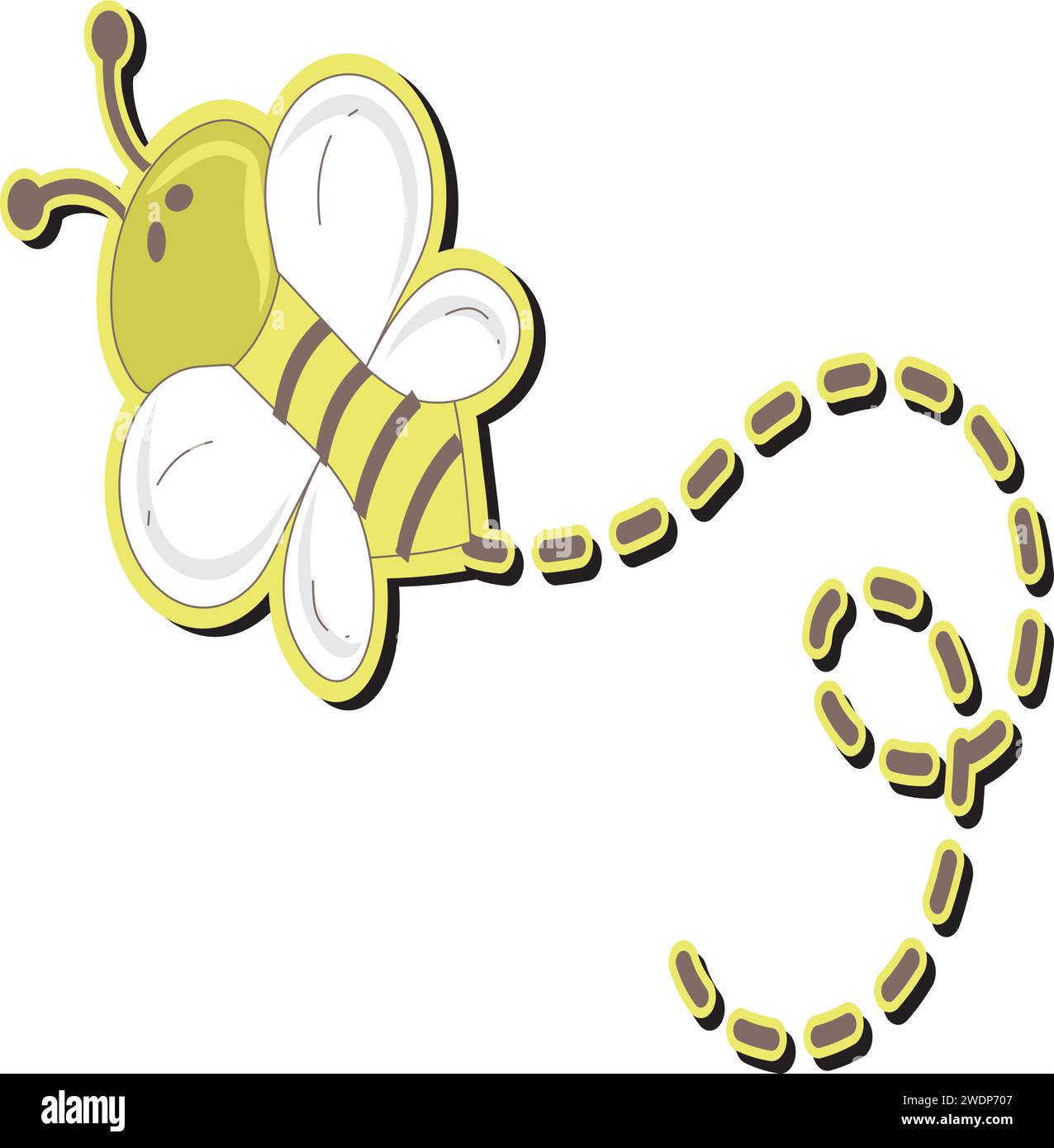 Eine weiß-gelbe Biene mit schwarzem Schwanz Stock Vektor
