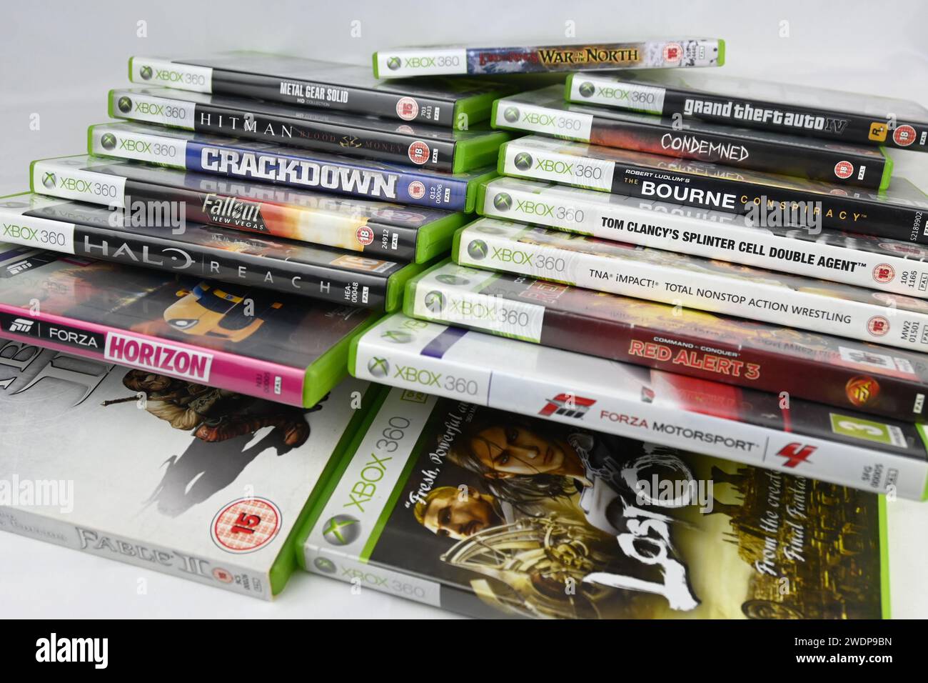 Xbox 360 Auswahl an Computerspielen – Wales, Großbritannien – 21. Januar 2024 Stockfoto