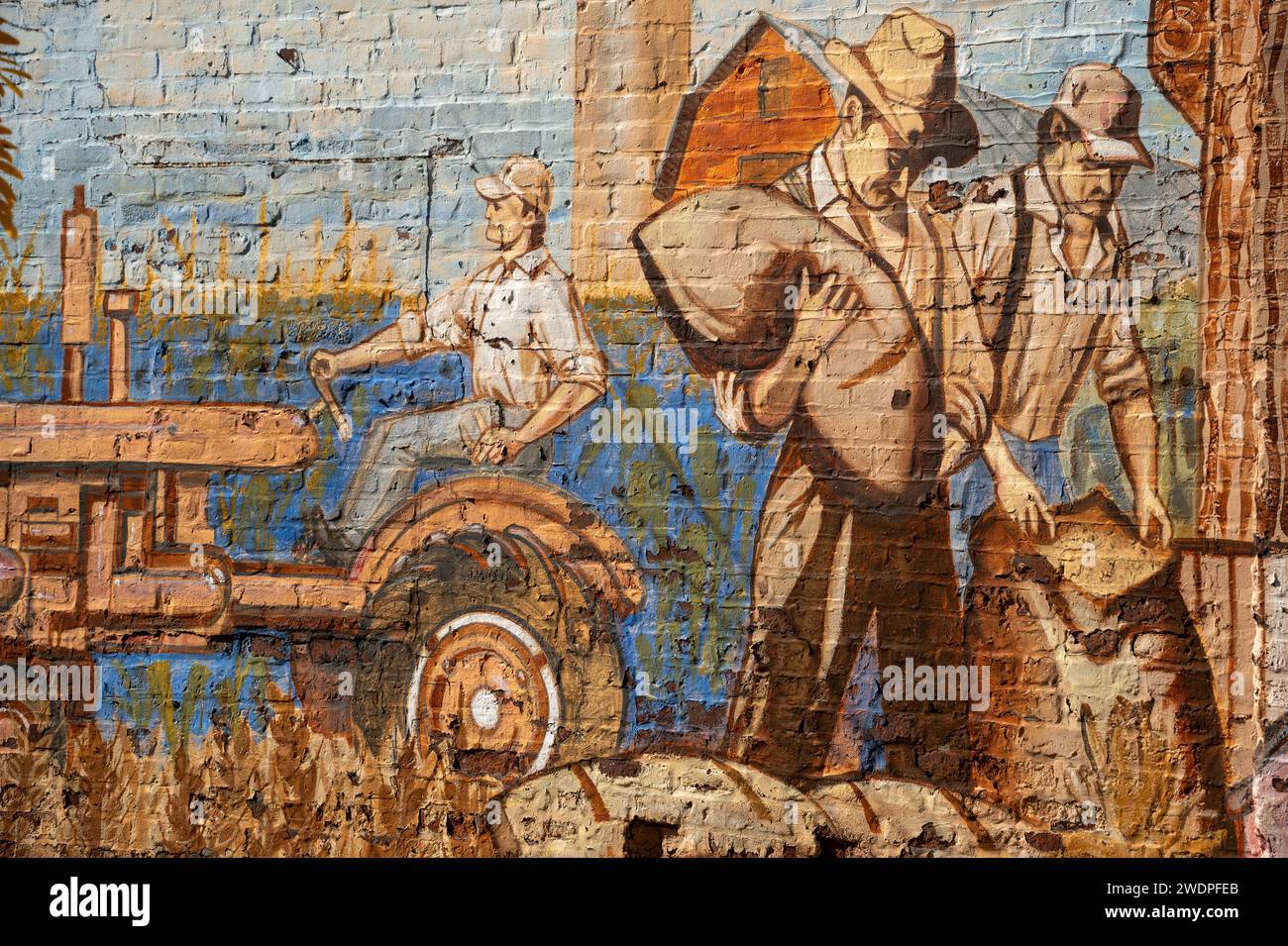 Altes Bauerngemälde an einer Wand in Red Hook Brooklyn NYC Stockfoto