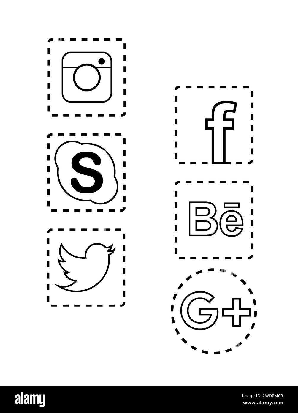 Symbole populärer sozialer Medien. Stockfoto