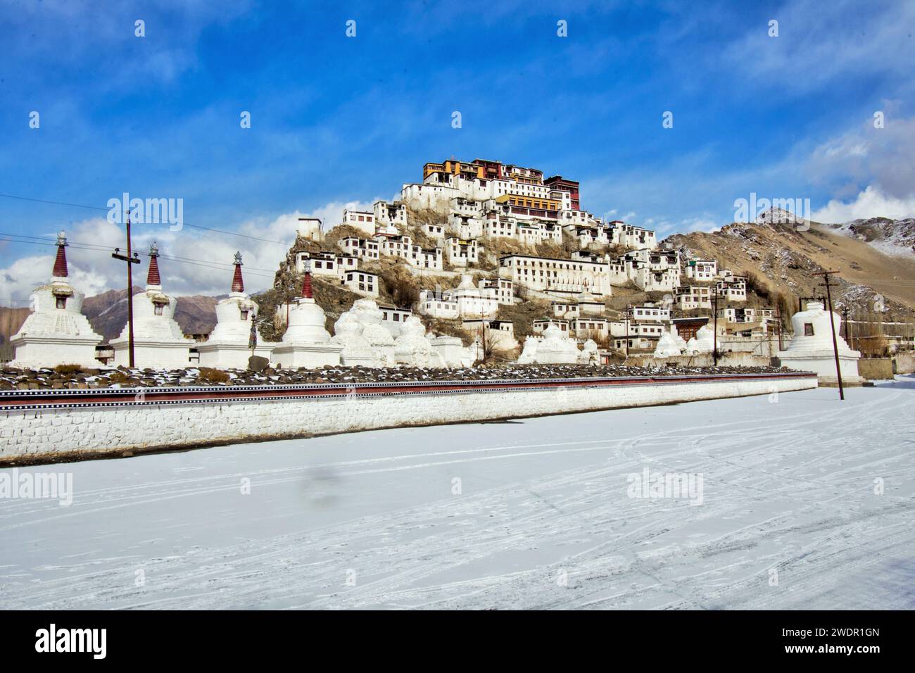 Thiksey Buddhist Monastery, Leh, Ladakh, Kaschmir, Indien, Asien Stockfoto