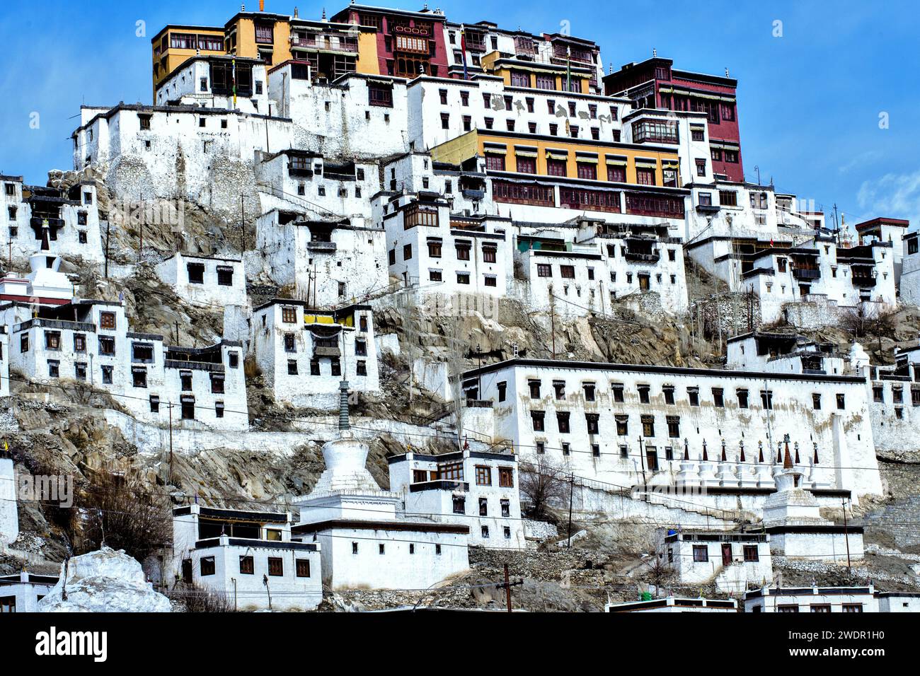 Thiksey Buddhist Monastery, Leh, Ladakh, Kaschmir, Indien, Asien Stockfoto