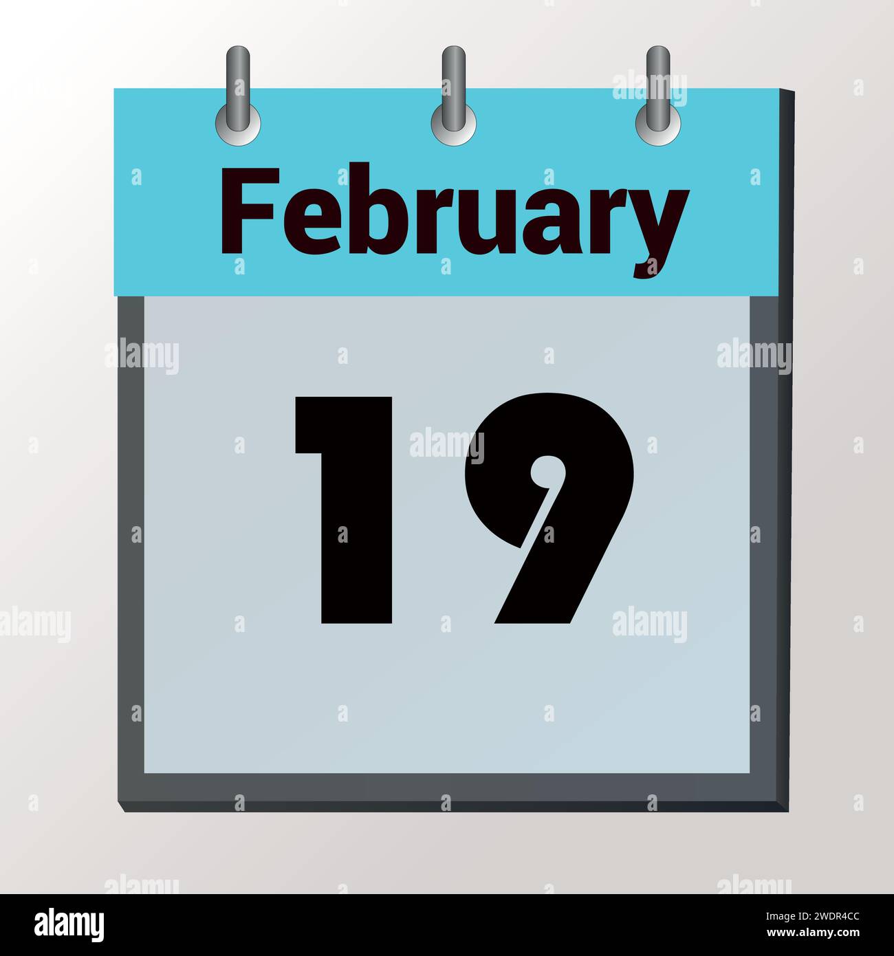 Tag im Kalender, Vektorbildformat, 19. Februar Stock Vektor
