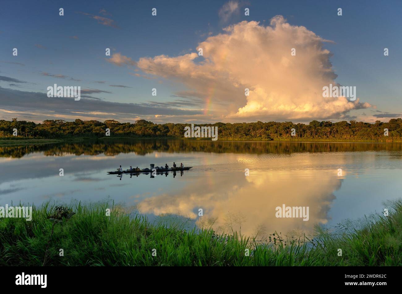 Südamerika, Amazonas, Ecuador, Napo Wildlife Center, See, Quichua Community, Regenbogen über dem See Stockfoto