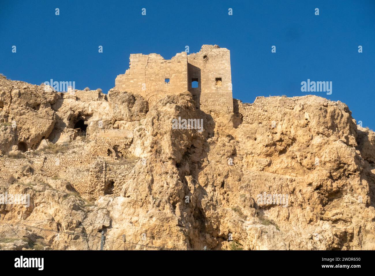 Blick auf das Schloss Mardin von unten, Türkei Stockfoto
