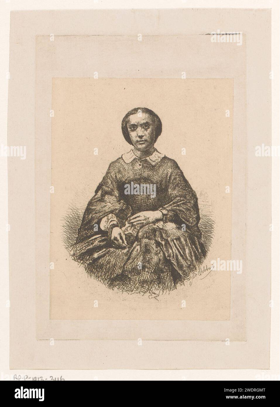 Porträt einer unbekannten Frau, Jan Stobbaerts, 1848 - 1879 Druckpapier. Ätzen historischer Personen. Erwachsene Frau Stockfoto