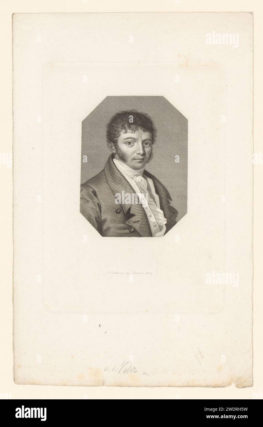 Porträt von Carl Franz van der Velde, Hans Rudolf Rahn, 1829 Druckpapier Stahlstich historischer Personen Stockfoto