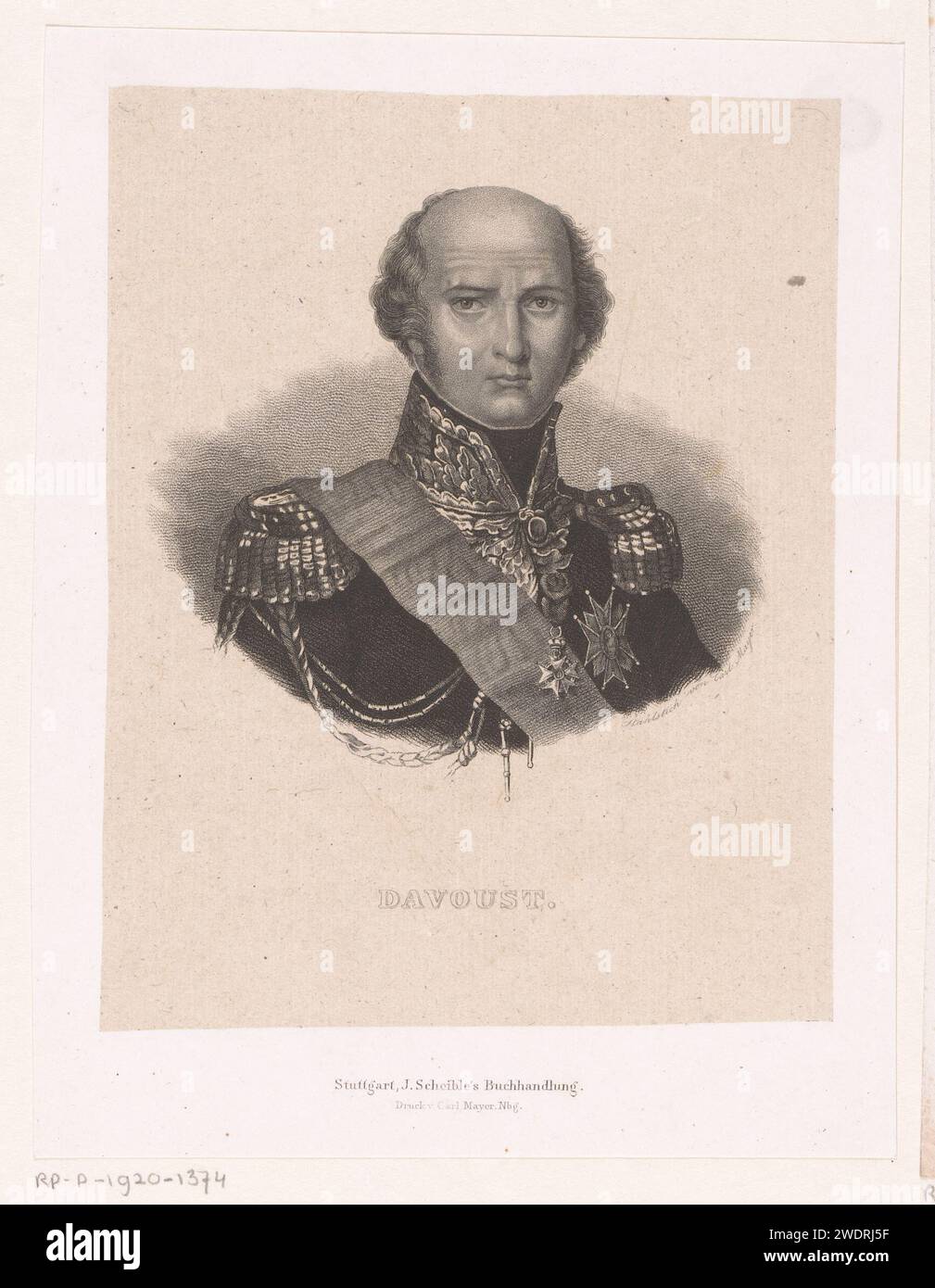 Portret van Louis -Nicolas Davout, Carl Mayer, 1808 - 1868 Druckerei: Neurenbergdrucker: NeurenbergVerlag: Stuttgart Papier Stahl Gravur historische Personen Stockfoto