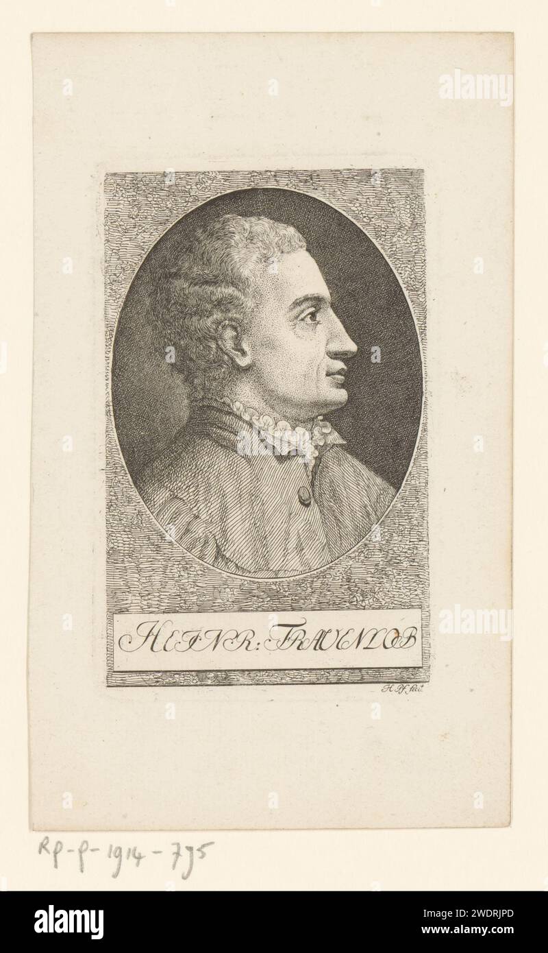 Porträt van Heinrich Frauenlob, Heinrich Pfenninger, 1759 - 1815 Druckpapier, das historische Personen graviert Stockfoto