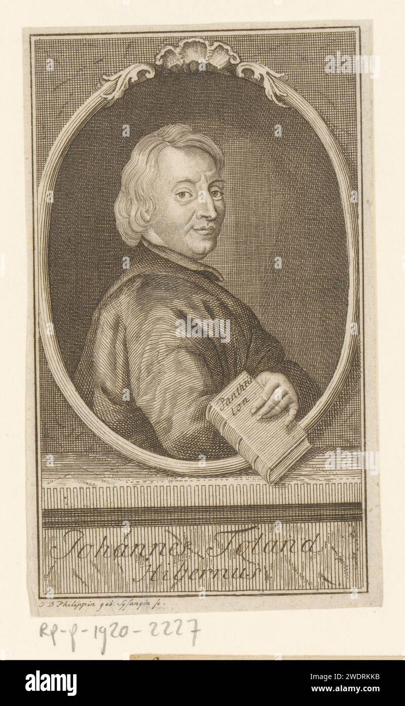 Porträt von John Toland, Johanna Dorothea Sysang, 1739 - 1791 Druckpapier mit Gravur historischer Personen Stockfoto