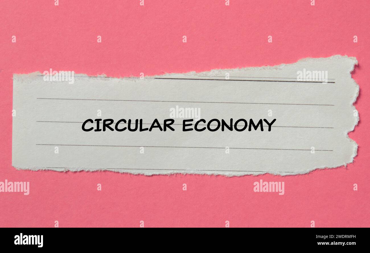 Kreisförmige Economy-Schrift auf gerissenem Papier. Foto des Business Concept. Stockfoto