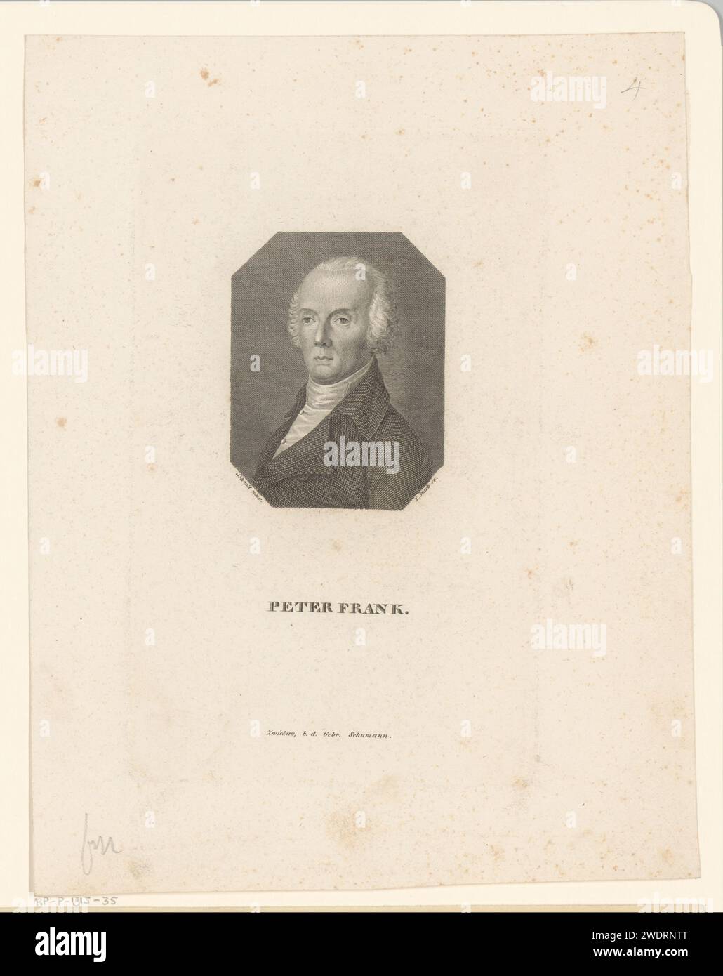 Porträt van Johann Peter Frank, Leonhard Staub, nach Leber Recht Schmid, 1818 - 1826 Druck Zwickauer Papierstich / Gravur historischer Personen Stockfoto