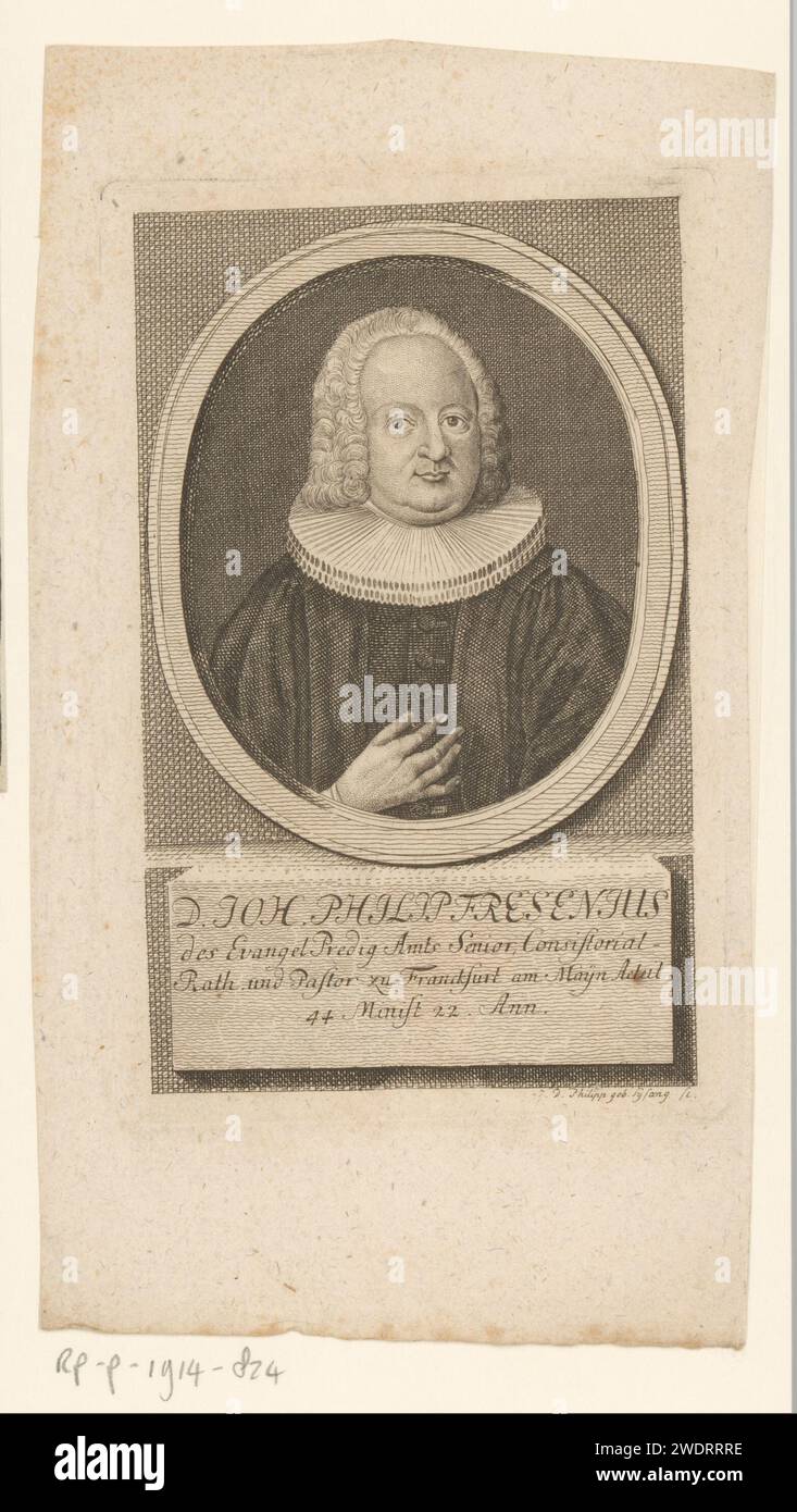 Portret van Johann Philipp Fresenius, Johanna Dorothea Sysang, 1739 - 1791 Druckpapierstich historischer Personen Stockfoto