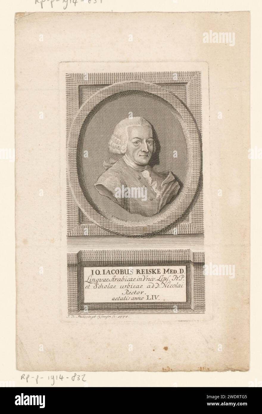 Porträt von Johann Jacob Travel, Johanna Dorothea Sysang, 1770 Druckpapier mit Gravur historischer Personen Stockfoto