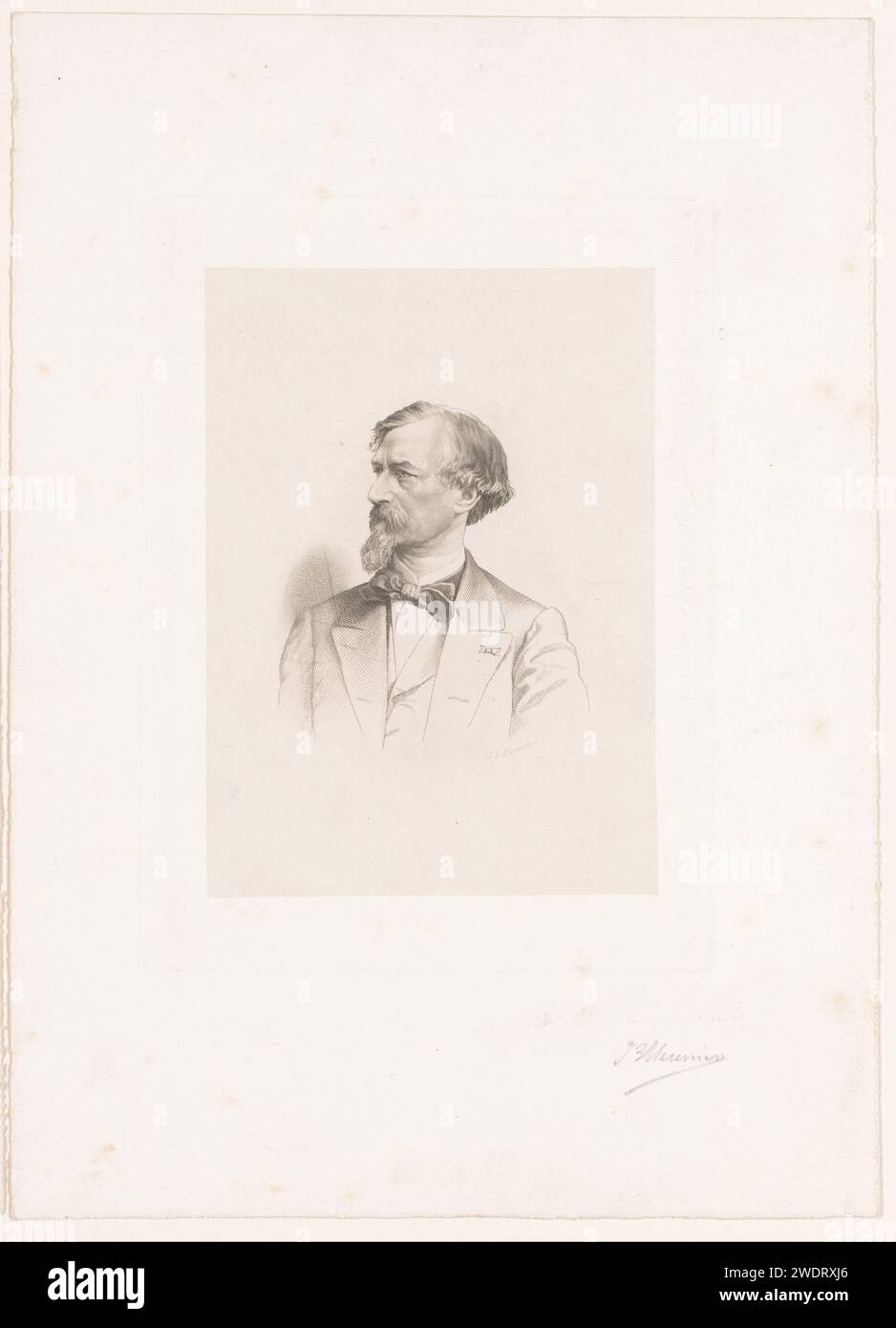 Porträt eines unbekannten Mannes, Jean-Baptiste Meunier, 1831 - 1900 Druckpapier. Ätzen historischer Personen. Erwachsener Mann. Bart Stockfoto