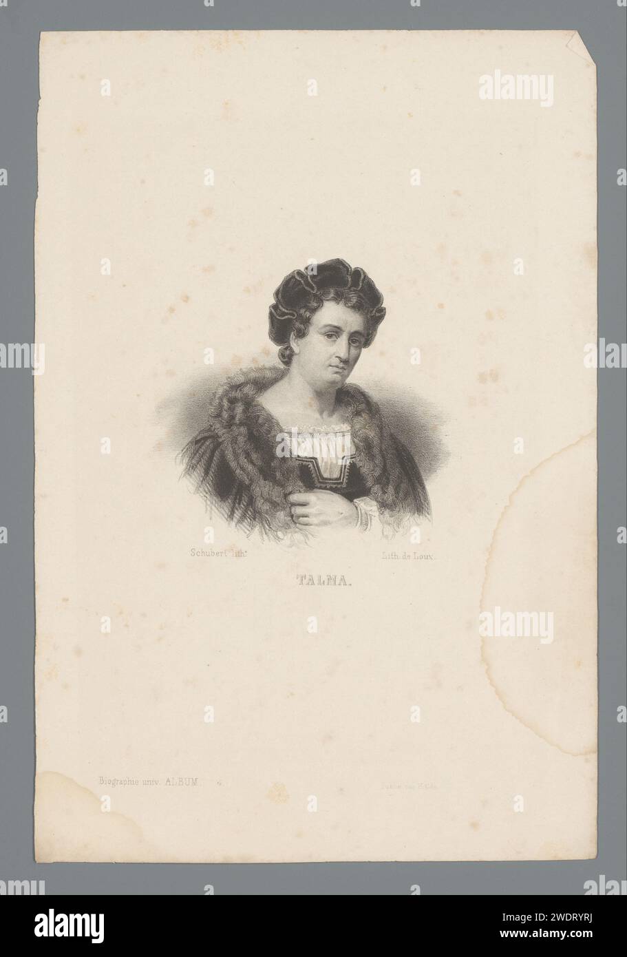 Porträt von Joseph Talma, Joseph Schubert, 1843 gedruckte Brüsseler Zeitung historische Personen. Porträt des Schauspielers, der Schauspielerin Stockfoto