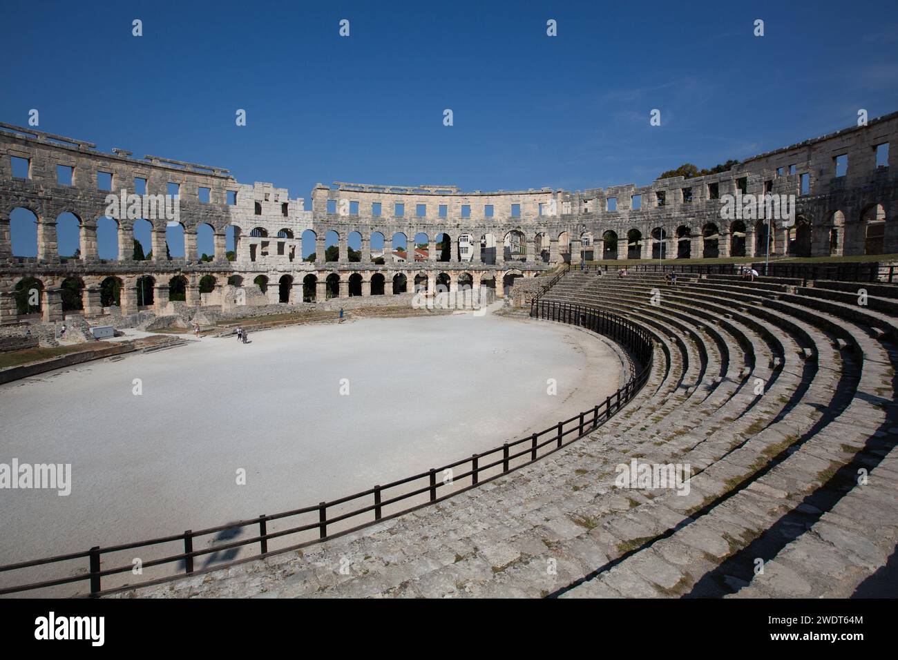 Pula Arena, römisches Amphitheater, erbaut zwischen 27 v. Chr. und 68 n. Chr., Pula, Kroatien, Europa Stockfoto