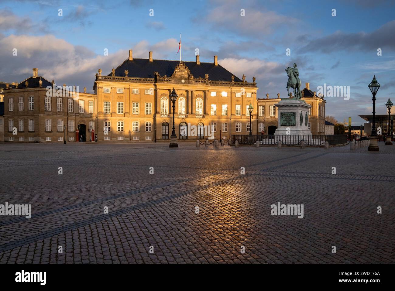 Letzte Ampel auf dem Schloss Amalienborg, Amalienborg Platz, Kopenhagen, Dänemark, Europa Stockfoto