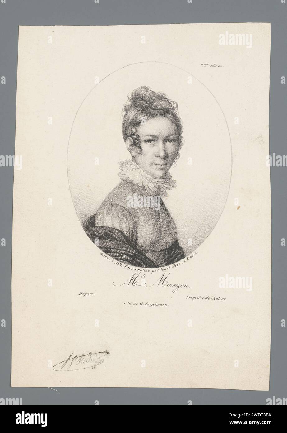 Portret van Clarisse Manson, Jean Pierre Sudre (1783-1866), 1818 Druck oben rechts Zustand: 2EME. Edition. Paris Paper Historical Persons Stockfoto