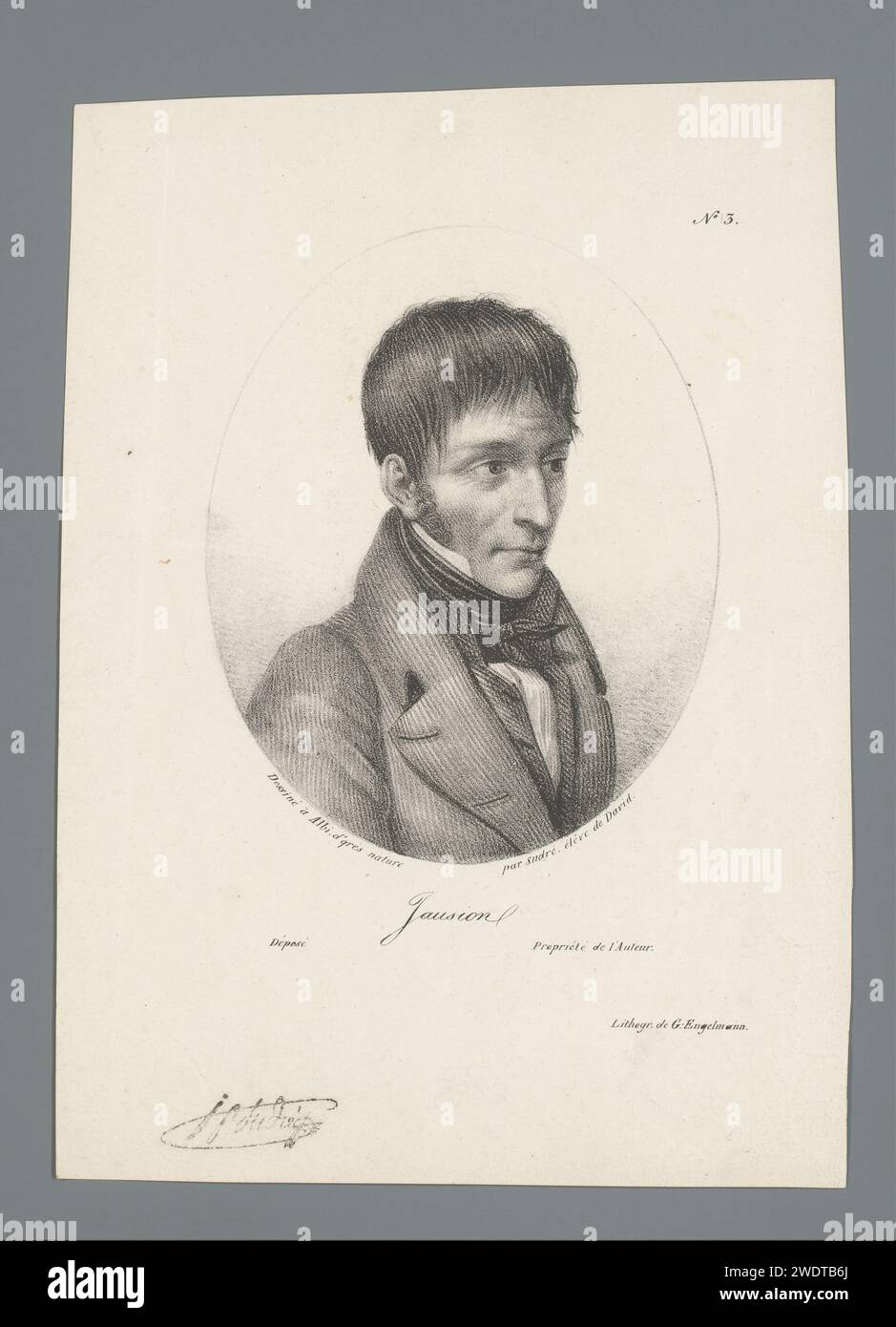 Portret van Joseph Jausion, Jean Pierre Sudre (1783-1866), 1818 gedruckte Pariser Zeitung historische Personen Stockfoto