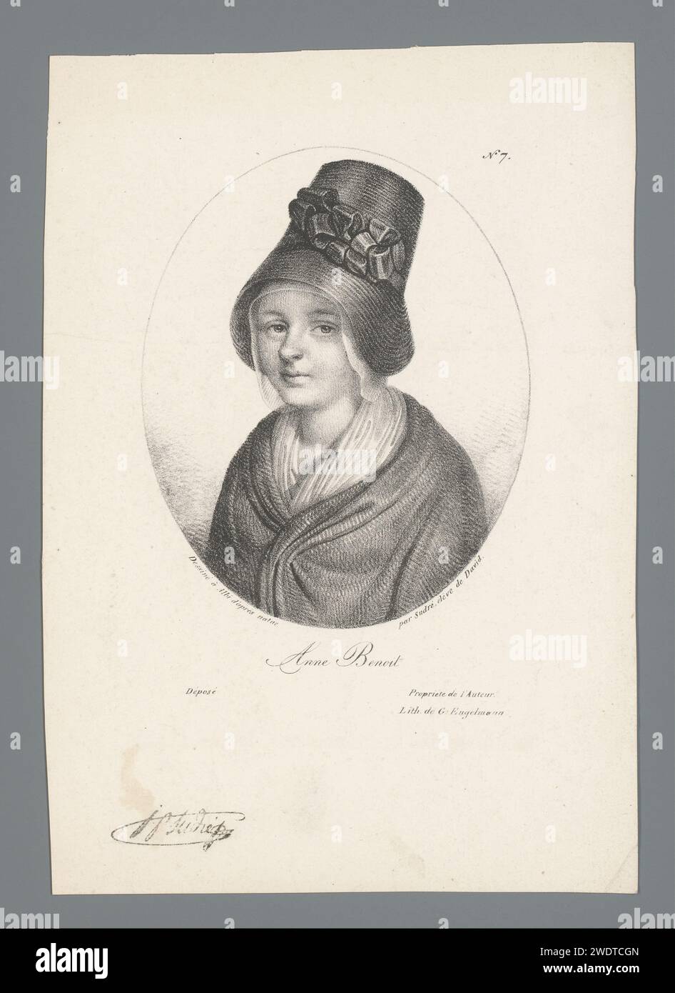 Portret van Anne Benoit, Jean Pierre Sudre (1783-1866), 1818 gedruckte Pariser Zeitung historische Personen Stockfoto