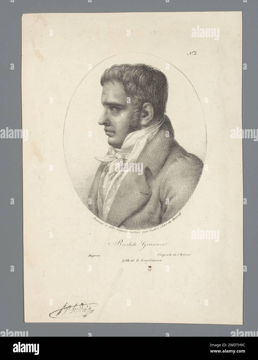 Portret van Bernard-Charles Bastide Gramont, Jean Pierre Sudre (1783-1866), 1818 Druck Paris Papier historische Personen Stockfoto