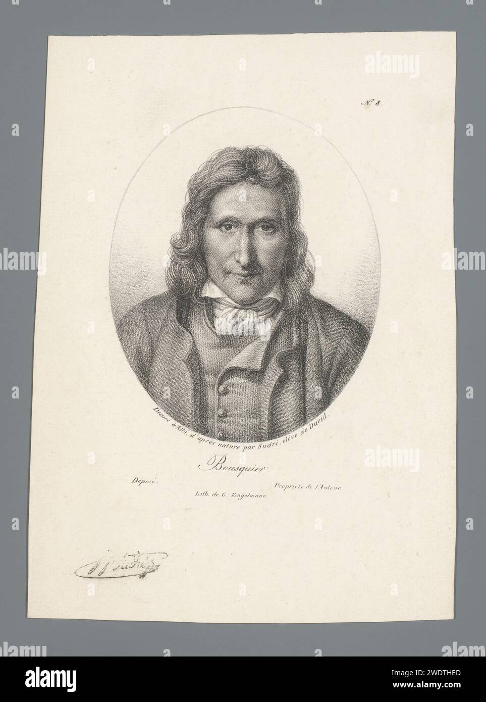 Portret van Jean Bousquier, Jean Pierre Sudre (1783-1866), 1818 Druck Paris Papier historische Personen Stockfoto