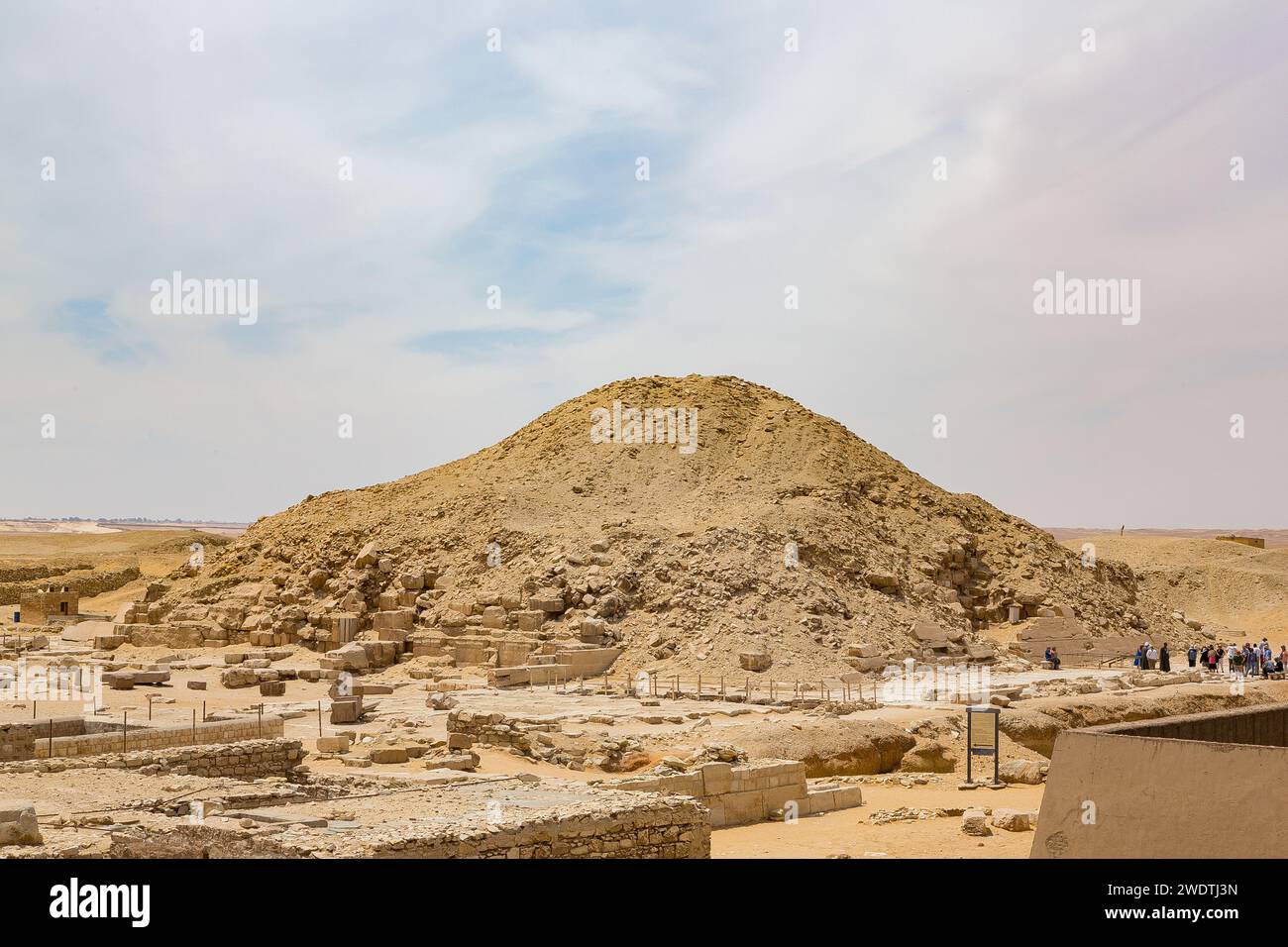 Ägypten, Sakkara, Unas-Pyramide, vom Djoser-Pyramidenkomplex aus gesehen. Stockfoto