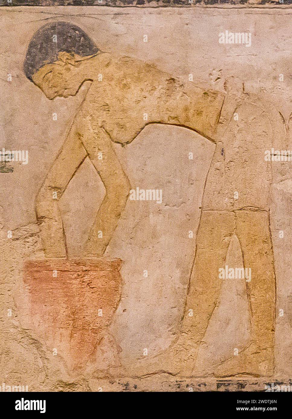 Ägypten, Sakkara, Grab von Ty, Bäckerei Szenen : Kneten Sie den Teig. Stockfoto