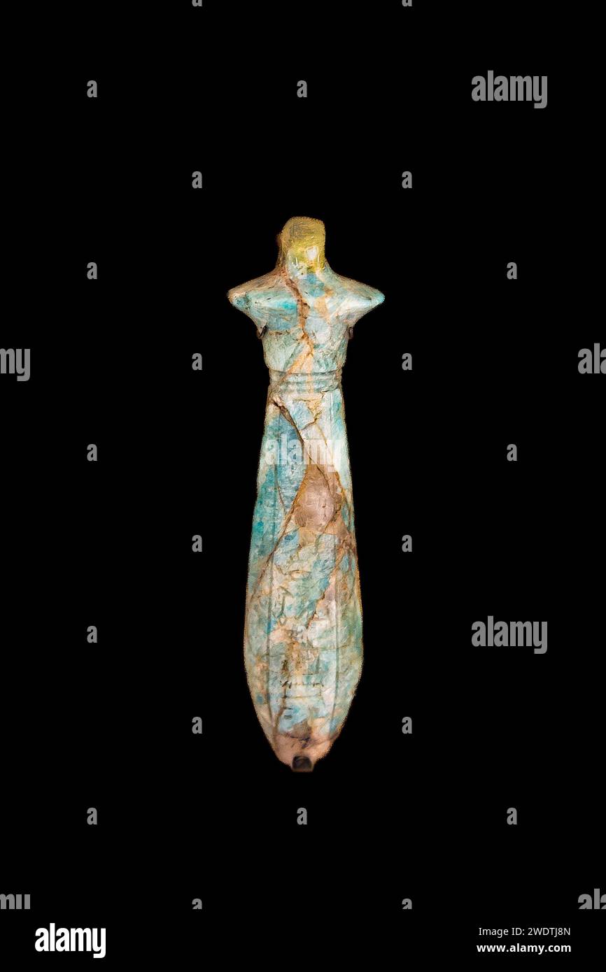 Ägypten, Sakkara, Serapeum, Zimmer der goldenen Maske Mumie : Wadj Amulett, mit dem Namen Khaemwaset. Stockfoto