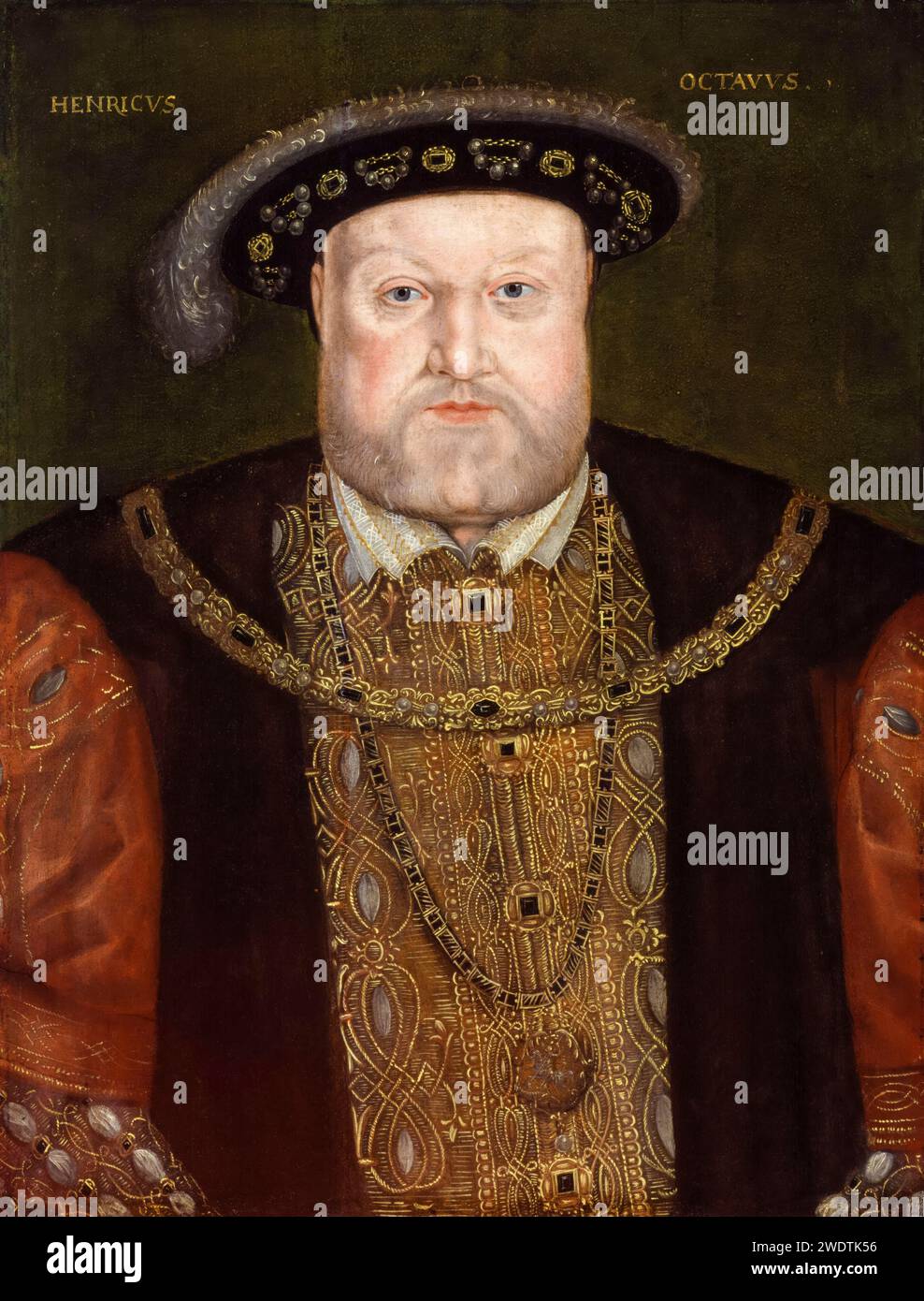 Heinrich VIII. Von England (1491–1547), König von England (1509–1547), Portraitgemälde in Öl auf Tafel 1597-1618 Stockfoto