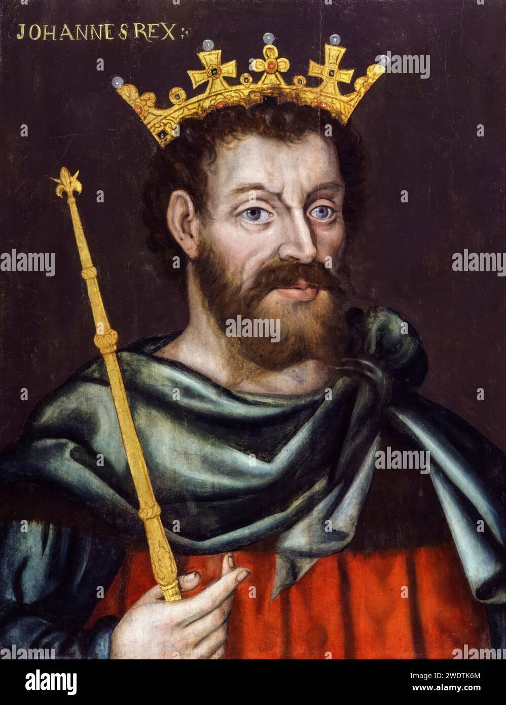 King John (1166–1216), King of England (1199–1216), Portraitgemälde in Öl auf Tafel 1597-1618 Stockfoto