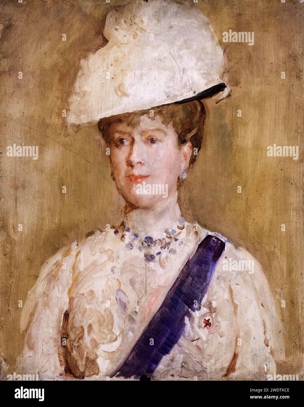 Königin Maria (1867–1953), Maria von Teck. Queen Consort of the United Kingdom (1910–1936), Porträtgemälde in Öl auf Tafel von Salomon Joseph Solomon, 1914 Stockfoto