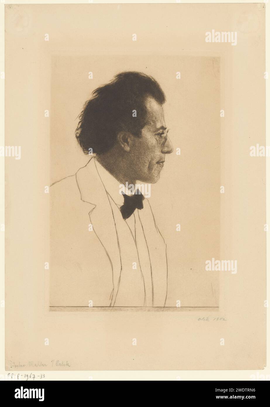 Portret Van Gustav Mahler, Emil Orlik, 1902 Druckpapierätzung / Trockenpunkt historische Personen. Porträt des Komponisten Stockfoto