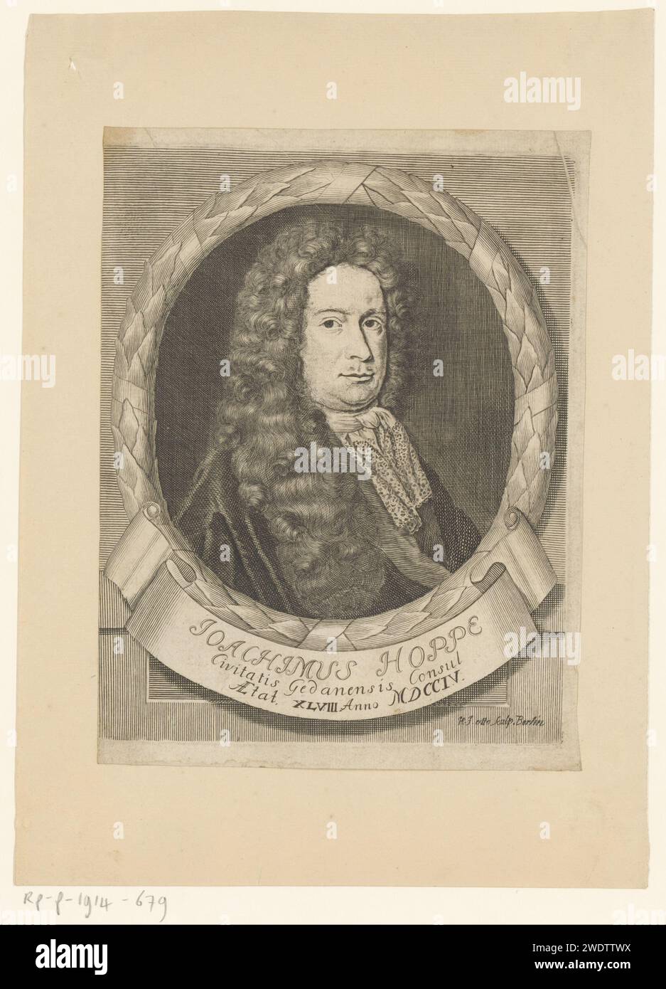 PortraT van Joachim Hoppe, Heinrich Jakob Otto, 1704 - 1749 Druck Berliner Papierstich historischer Personen Stockfoto