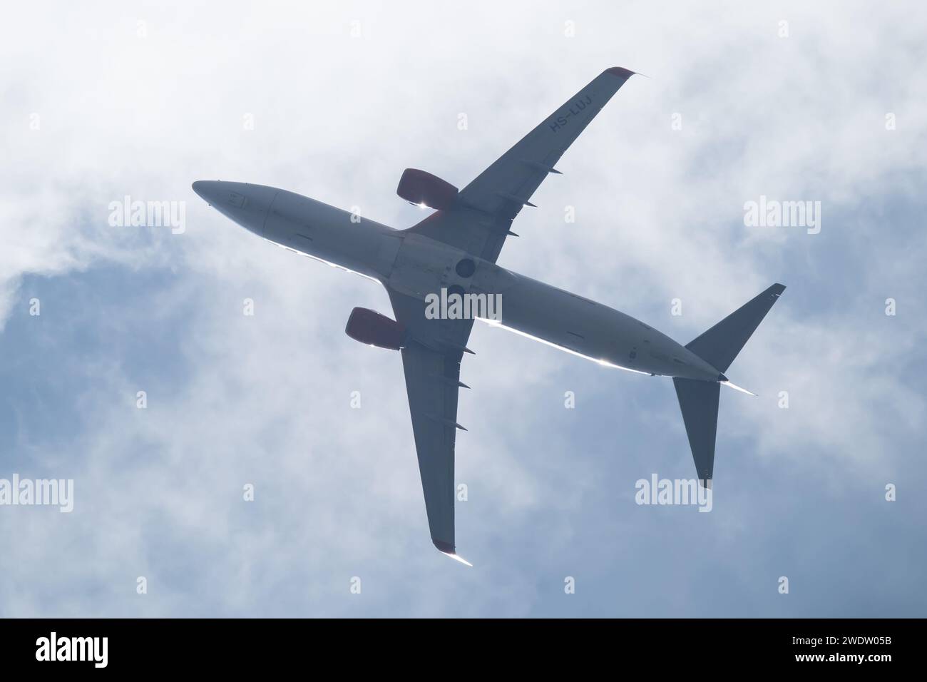 Chiangmai, Thailand - 6. November 2023: HS-LUJ Boeing 737-800 der Thai Lionair Airline. Fahren Sie vom Flughafen Chiangmai nach Bangkok. Stockfoto